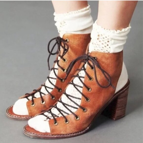 Jeffrey Campbell Free People Minimal Lace Up Heels Sz 8 boho gladiator Sandals - Picture 1 of 11